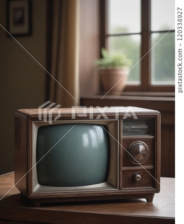 old vintage tv close up 120338927