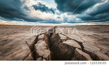 A dry and cracked earth 120339145