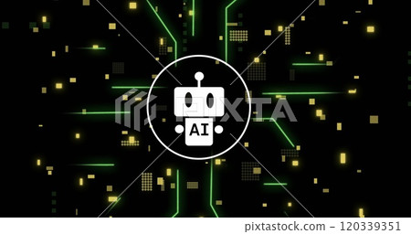 Image of ai data processing over chat bot and computer circuit board Image of ai data processing over chat bot and computer circuit board 120339351