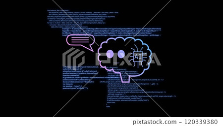 Image of ai data processing over chat bot and computer circuit board Image of ai data processing over chat bot and computer circuit board 120339380