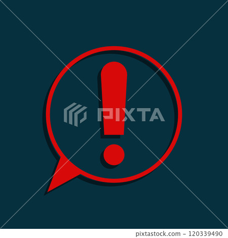 Red Exclamation Mark in Speech Bubble Symbolizing Warning, Attention, and Urgency. Alert or Warning Symbol 120339490