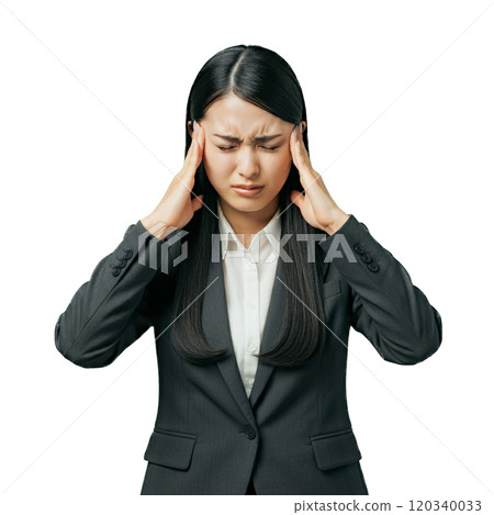 Young business woman suffering from headache 120340033