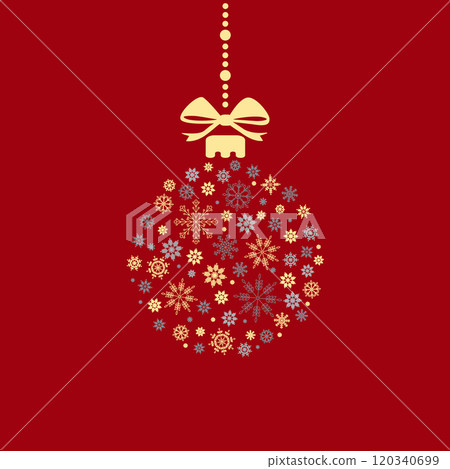 Christmas ball made from snowflakes. Christmas ball with colorful elements. Vector illustration for greeting card background. Christmas ball made from snowflakes. Christmas ball with colorful elements. Vector illustration for greeting card background. 120340699