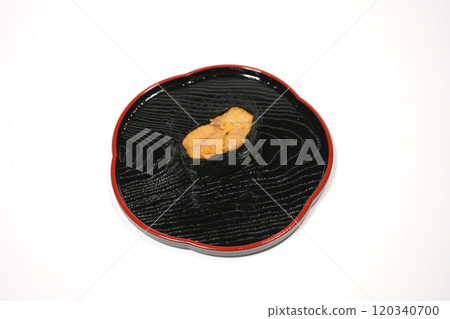 Sea urchin gunkan on a plate Sea urchin gunkan on a plate 120340700