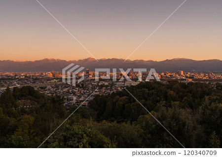 《Toyama Prefecture》Night view of Toyama city with a view of Tateyama mountain range 《Toyama Prefecture》Night view of Toyama city with a view of Tateyama mountain range 120340709