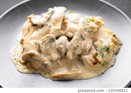 Delicious chicken breast with porcini sauce 120340811