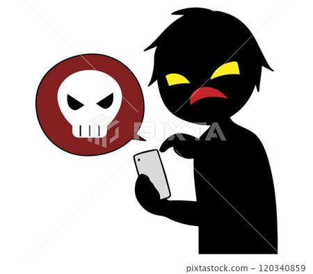 Image of a black silhouette of a villain holding a smartphone Image of a black silhouette of a villain holding a smartphone 120340859