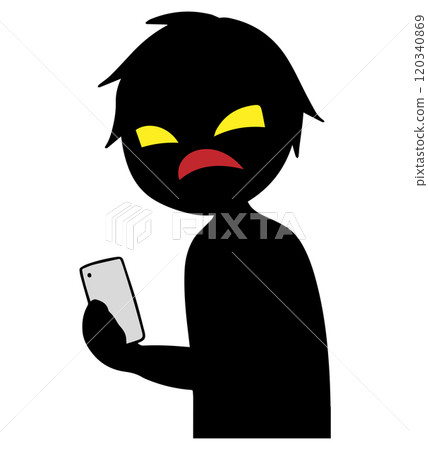 拿著智慧型手機的小人黑色剪影圖片素材 120340869