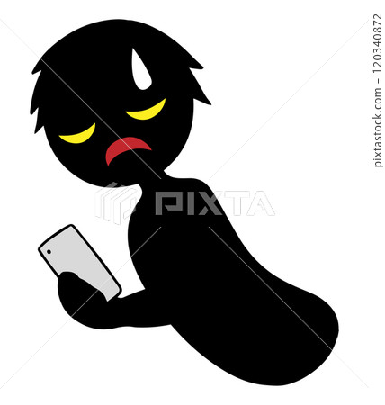 拿著智慧型手機的小人黑色剪影圖片素材 120340872