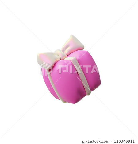 3D pink gift box with ribbon bow from inflated balloon vector icon, festive present surprise, volume holiday decoration 3D pink gift box with ribbon bow from inflated balloon vector icon, festive present surprise, volume holiday decoration 120340911