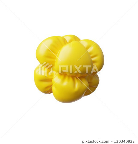 3d illustration of abstract inflatable round shape in bright yellow color on isolated background. 3d illustration of abstract inflatable round shape in bright yellow color on isolated background. 120340922