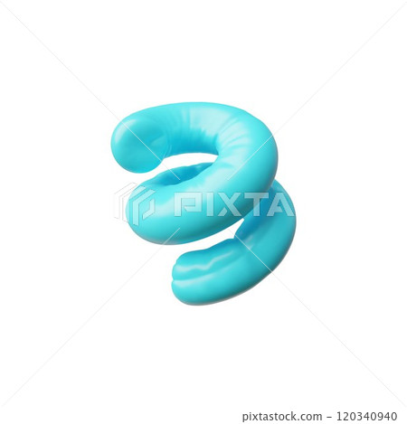 Blue volumetric spiral inflated shape. 3d object. Blue volumetric spiral inflated shape. 3d object. 120340940