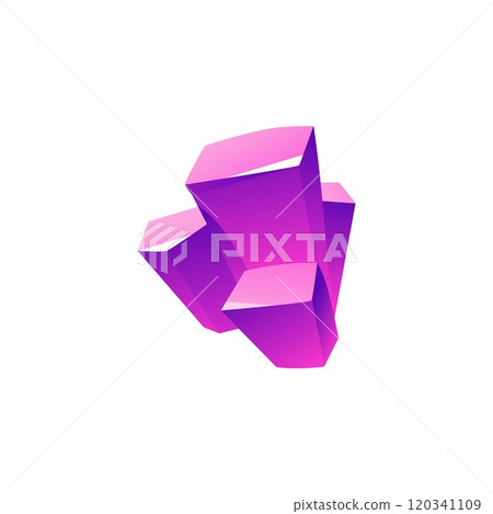 Magic purple gemstones, vector cartoon wizard crystals, game award fantasy trophy, fairytale props, level achievement 120341109