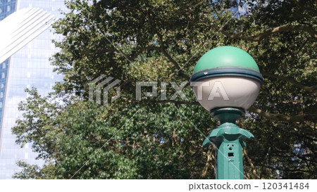New York underground subway globe, metro orb lamp. Metropolitan entrance Manhattan financial district New York underground subway globe, metro orb lamp. Metropolitan entrance Manhattan financial district 120341484