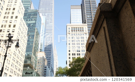 New York City Manhattan Midtown urban architecture. Chrysler building, 42 street skyscraper, USA. 120341569