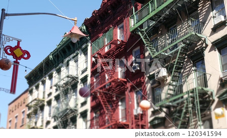 New York City Manhattan Chinatown street building. Chinese culture, Little China ethnic district USA 120341594