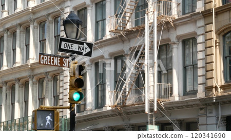 New York City Manhattan Soho fashion district near Broadway street. USA urban building architecture. 120341690