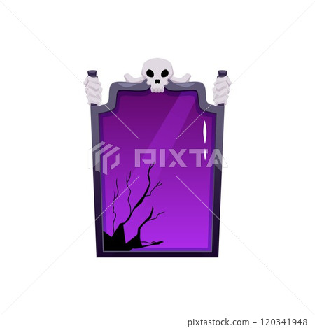 Dark mysterious mirror decorated with skull. Dark mysterious mirror decorated with skull. 120341948