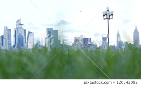 New York City waterfront skyline, Manhattan Midtown cityscape Hudson Yards skyscrapers. New Jersey. New York City waterfront skyline, Manhattan Midtown cityscape Hudson Yards skyscrapers. New Jersey. 120342082