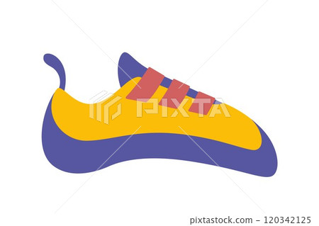 Professional rock shoes for bouldering. Footwear icon vector illustration. Professional rock shoes for bouldering. Footwear icon vector illustration. 120342125