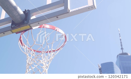 New York City World Trade Center, Manhattan Downtown Financial district, USA. Basketball sport court 120342171