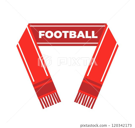 Football Fans Scarf. Soccer Sport Symbol Support. Vector illustration of Competition Color Accessory. 120342173