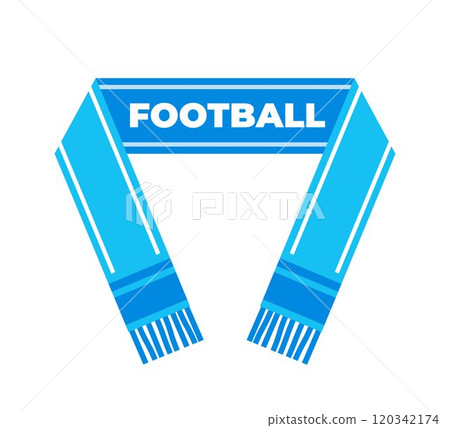 Football Fans Scarf. Soccer Sport Symbol Support. Vector illustration of Competition Color Accessory. 120342174