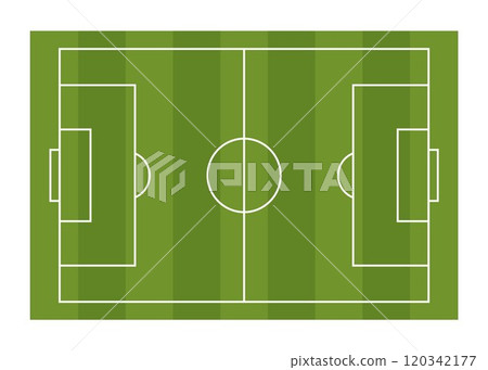 Soccer grass field top view. Green pitch. Sport stadium for football. Place for sport match, competition, championship. Vector illustration. Soccer grass field top view. Green pitch. Sport stadium for football. Place for sport match, competition, championship. Vector illustration. 120342177
