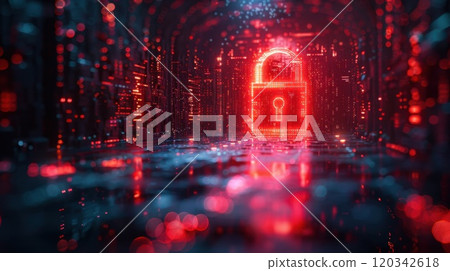 Illustration of a castle on an abstract background. Cybersecurity technology or Internet network security systems and the concept of data protection using encryption. Blocking the cybersecurity system Illustration of a castle on an abstract background. Cybersecurity technology or Internet network security systems and the concept of data protection using encryption. Blocking the cybersecurity system 120342618