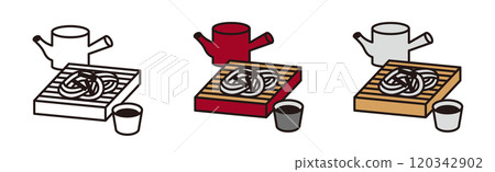 Icon illustration of Zaru soba. Traditional Japanese food. Mori soba. Icon illustration of Zaru soba. Traditional Japanese food. Mori soba. 120342902