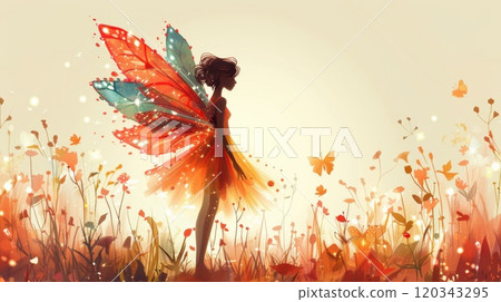 A fairy on a white isolated background. Illustration of fairy godmother with wings on white background 120343295