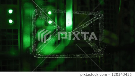 Image of email icon and digital data processing over computer servers 120343435