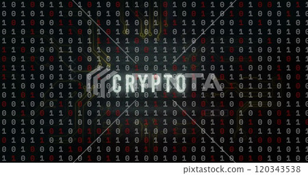 Binary code and circuit lines with CRYPTO text image 120343538