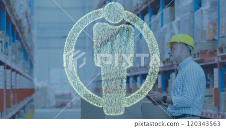 Image of human icon over male worker in warehouse Image of human icon over male worker in warehouse 120343563