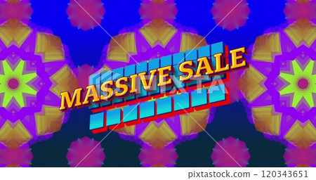 Image of massive sale text over colourful shapes 120343651