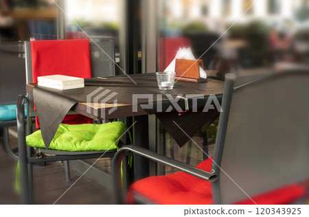 Street Restaurant Table, Empty Cafe Tables, Bar Terrace, Outdoor Restaurants, Outside Trattoria Street Restaurant Table, Empty Cafe Tables, Bar Terrace, Outdoor Restaurants, Outside Trattoria 120343925