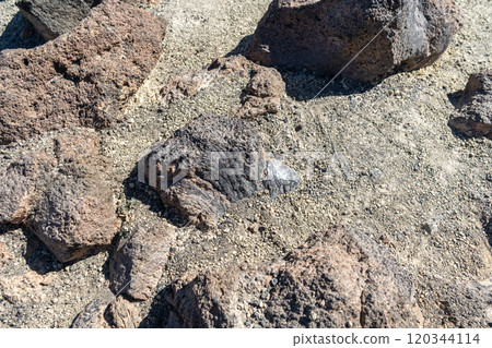 Lava Fields, Pumice Volcano Stones Texture, Volcanic Pumice Pattern, Pieces of Lava, Basalt Extrusive Igneous Rock 120344114
