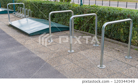 City Bicycle Parking, Bike Station Modern Bike Storage, Security Concept, Empty Street Bicycle Parking City Bicycle Parking, Bike Station Modern Bike Storage, Security Concept, Empty Street Bicycle Parking 120344349