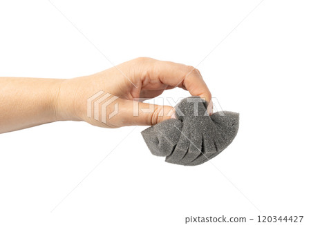 Aquarium Filter Sponge Isolated, Fish Tank Equipment, Filtration Material, Filtration Sponge on White 120344427