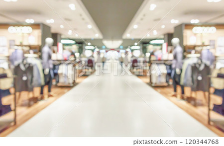 Abstract blur clothing boutique display interior of shopping mall background Abstract blur clothing boutique display interior of shopping mall background 120344768