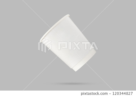 White paper coffee cup floated on gray background White paper coffee cup floated on gray background 120344827