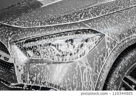 car cleaning and washing with foam soap car cleaning and washing with foam soap 120344885