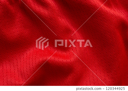Red sports clothing fabric football shirt jersey texture background 120344925