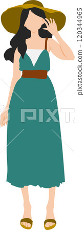 Illustration of a woman wearing summer clothes 120344965