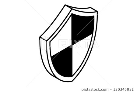 Security shield, burglar prevention and home security black and white isometric icon 120345951