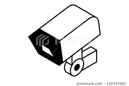 Surveillance cameras, crime prevention and home security black and white isometric icons 120345962