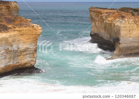 View of landscape and seascape the london bridge location is beautiful good view point at great ocean road australia View of landscape and seascape the london bridge location is beautiful good view point at great ocean road australia 120346087