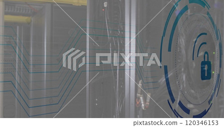 Image of padlock and digital data processing over computer servers Image of padlock and digital data processing over computer servers 120346153