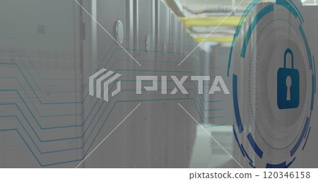 Image of padlock and digital data processing over computer servers Image of padlock and digital data processing over computer servers 120346158