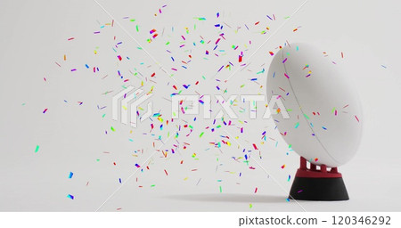 Image of confetti over white rugby ball on white background Image of confetti over white rugby ball on white background 120346292